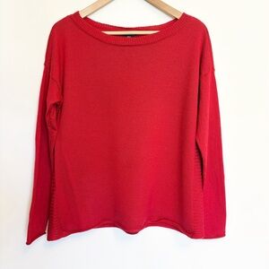 Eileen Fisher 100% Marino Wool Quiet Luxury Red Knit Sweater Top size small